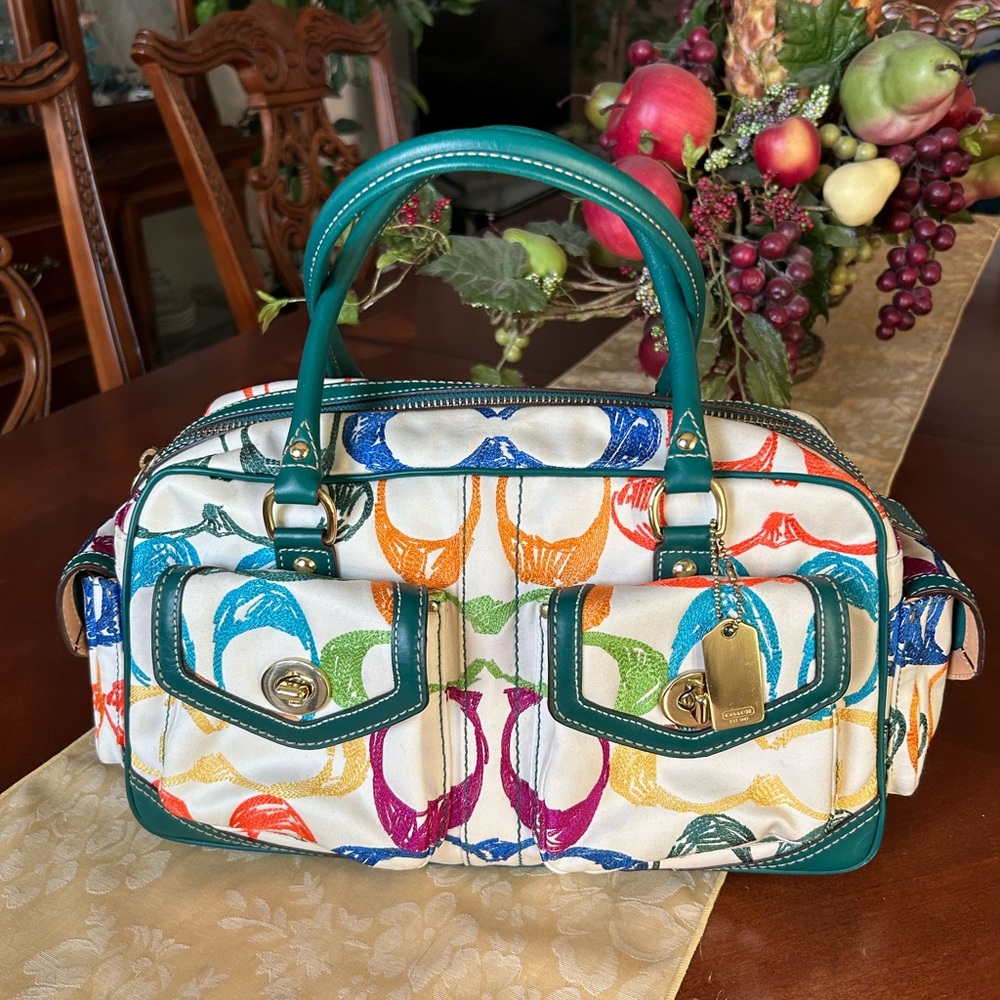 Coach Multicolored Large bag.  Gently used, looks new and very clean.